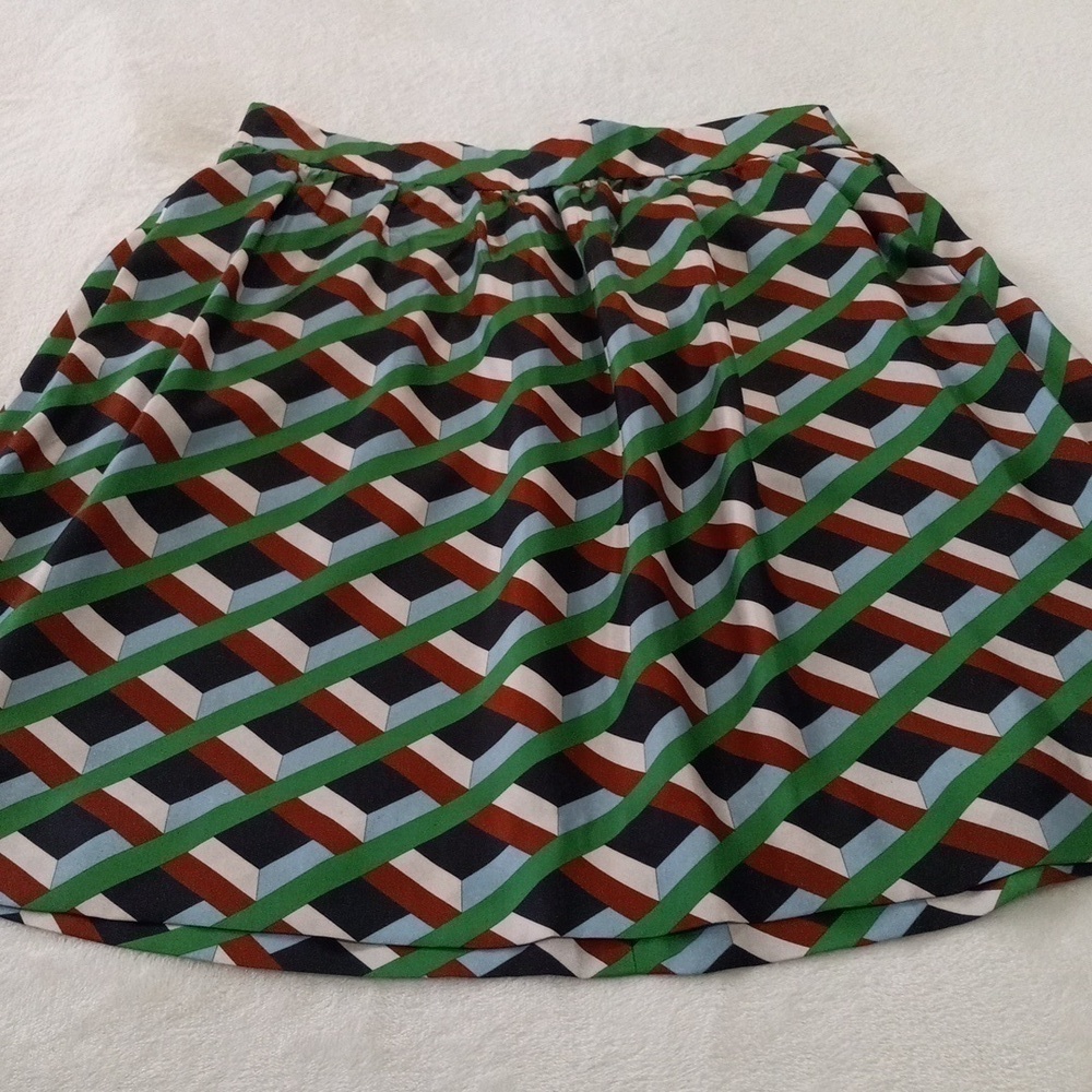 J. Crew Ratti Retro Silk Geometric Skirt in Simpatico Diamond Lattice NWT - Picture 8 of 16
